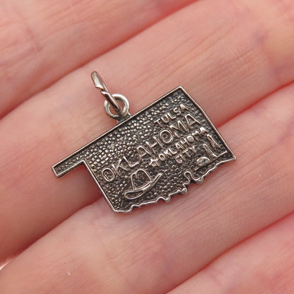 French & Franklin 925 Sterling Silver Vintage Oklahoma State Mini Charm Pendant