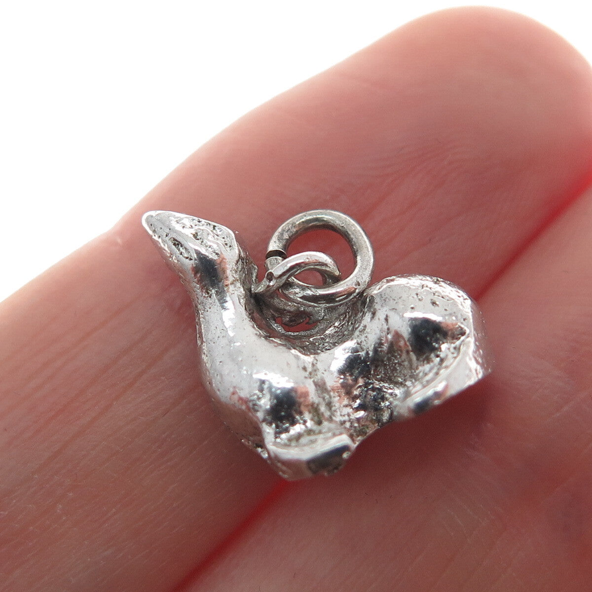 925 Sterling Silver Vintage Fur Seal 3D Charm Pendant