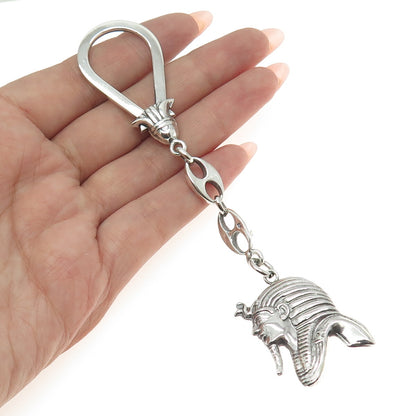 800 Silver Vintage Egypt Pharaoh Key Fob Chain Holder