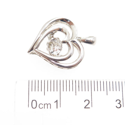 925 Sterling Silver Real Round-Cut White Topaz Heart Minimalist Pendant