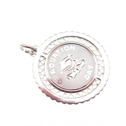925 Sterling Silver Vintage Engraved Graduation Day Charm Pendant
