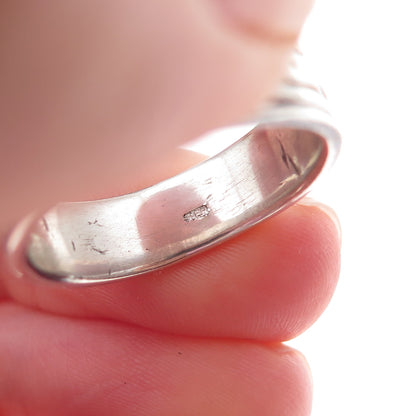 925 Sterling Silver Vintage Greek Maze Oxidized Band Ring Size 8.25