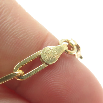 925 Sterling Silver Gold Plated Italy Paperclip Link Bracelet 7.75"