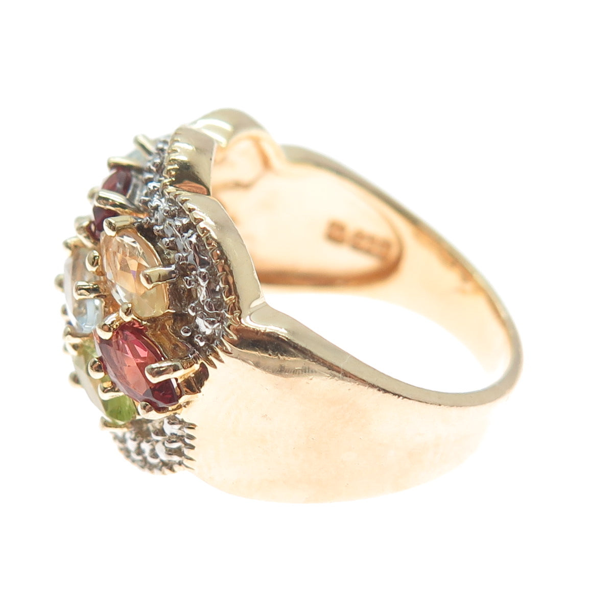 ROSS SIMONS Sterling Rose Gold Plated Diamond Accent & Multi-Gem Ring Size 7.25