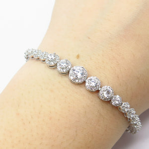 925 Sterling Silver C Z Tennis Link Bracelet 6.75"