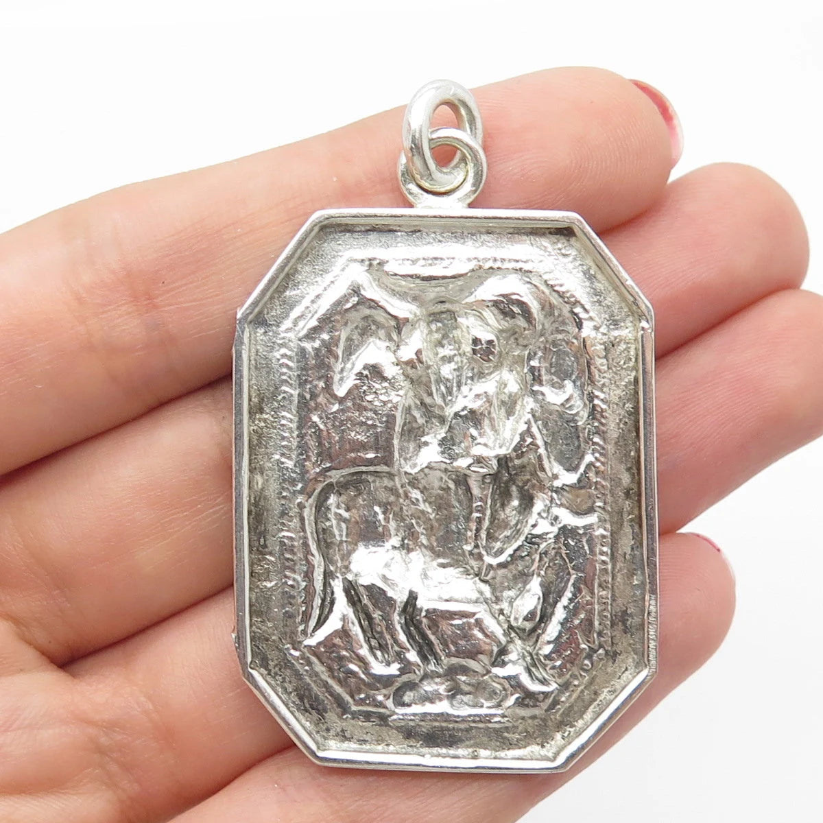 925 Sterling Silver Vintage Chinese Character Storyteller Pendant
