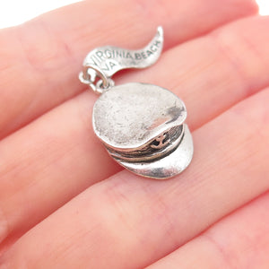 925 Sterling Silver Vintage Navy Officer's Cap Oxidized 3D Charm Pendant
