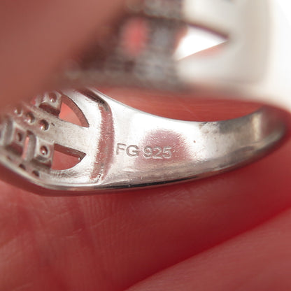 925 Sterling Silver Round-Cut C Z Sparkle Fence Ring Size 7