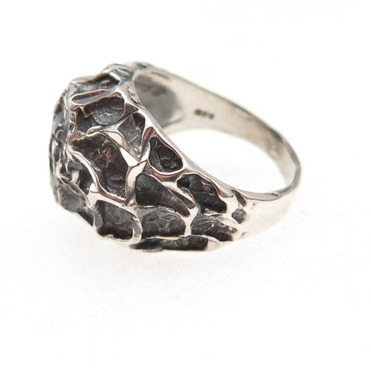 925 Sterling Silver Vintage Modernist Oxidized Ring Size 8.5