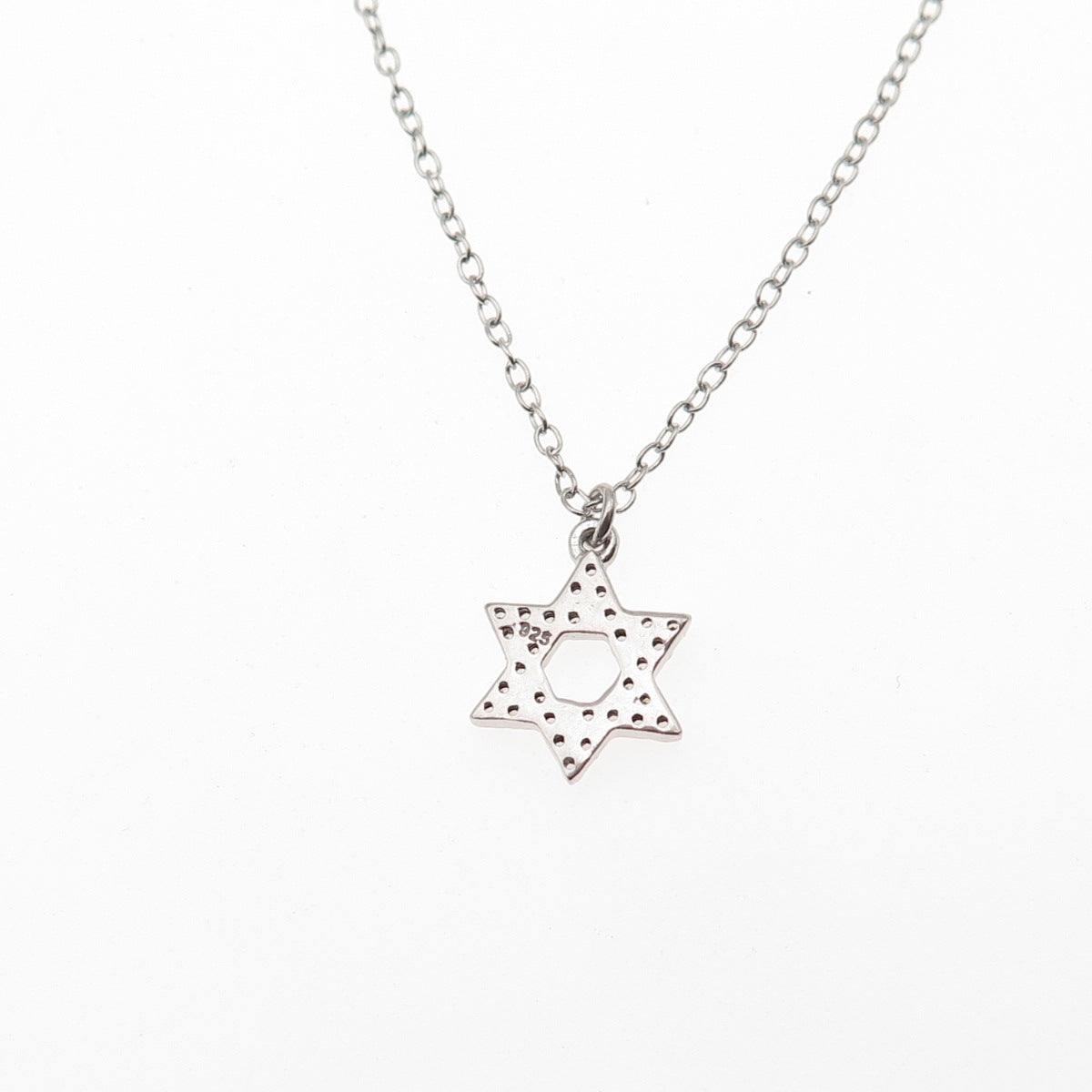 925 Sterling Silver Round-Cut C Z Star of David Cable Chain Necklace 18-20"