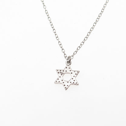 925 Sterling Silver Round-Cut C Z Star of David Cable Chain Necklace 18-20"
