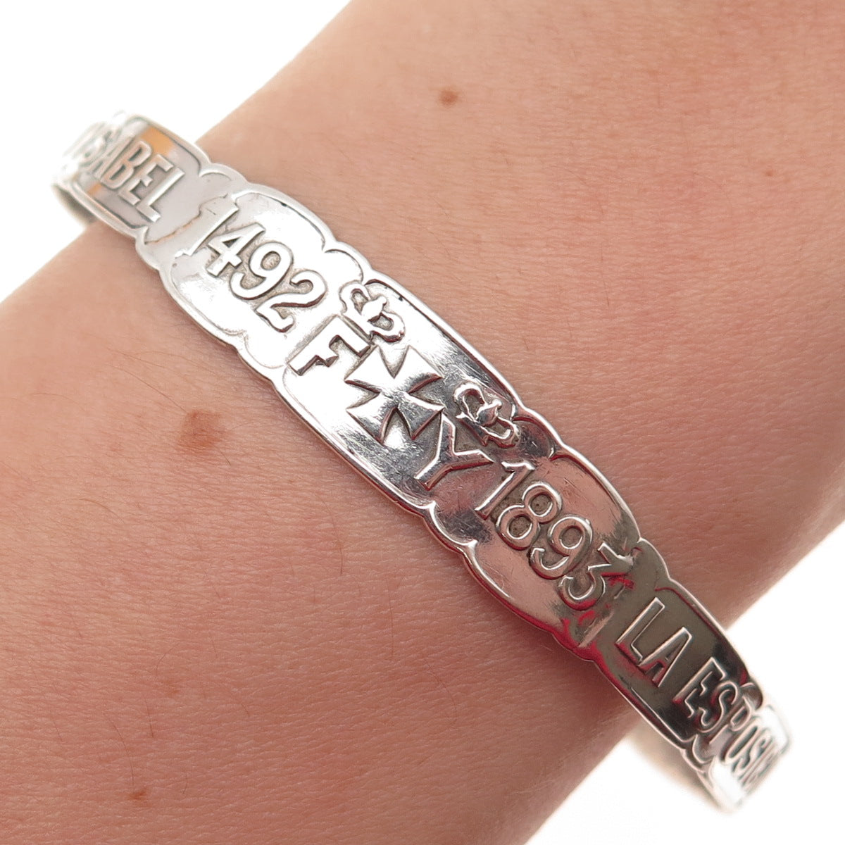 GORHAM Sterling Silver Antique 1893 World's Fair Chicago Bangle Bracelet 7.5"