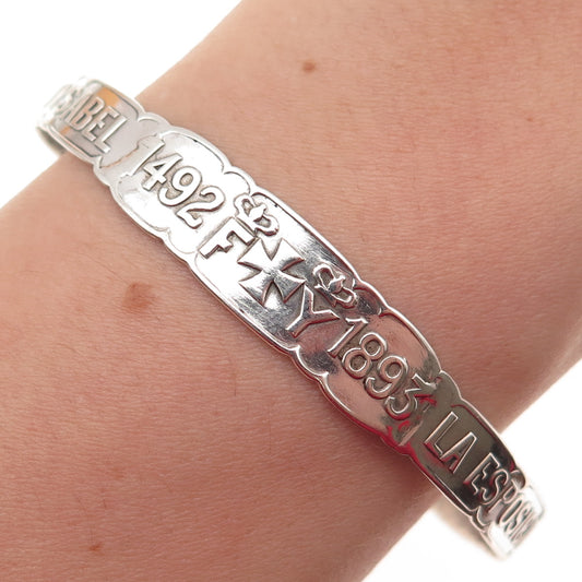 GORHAM Sterling Silver Antique 1893 World's Fair Chicago Bangle Bracelet 7.5"