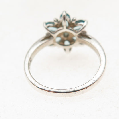Michelle Albala 925 Sterling Silver Real Apatite Floral Ring Size 7