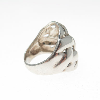 925 Sterling Silver Vintage Modernist Woven Ring Size 6