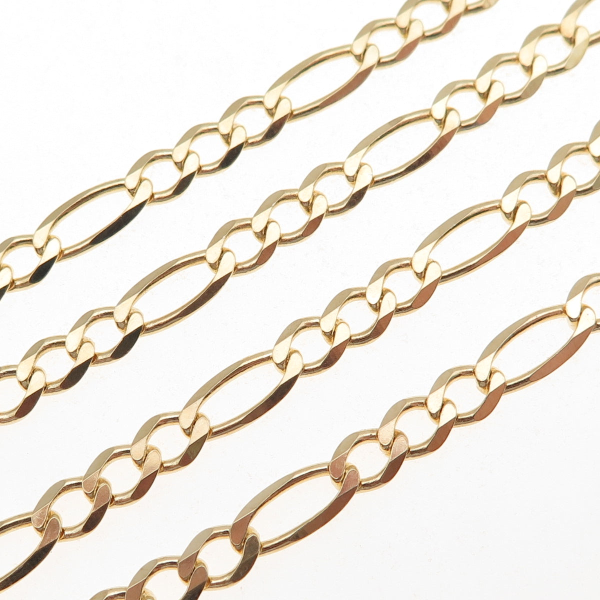 Han 925 Sterling Silver Gold Plated Italy Figaro Chain Necklace 18"