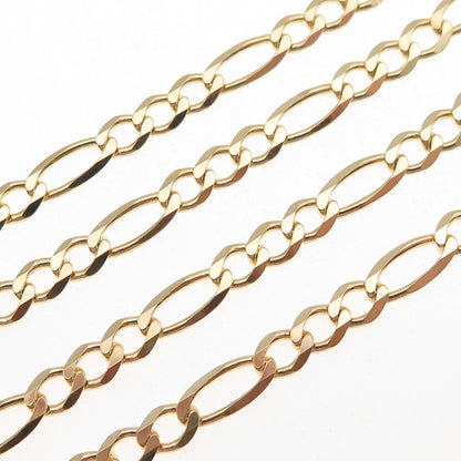 Han 925 Sterling Silver Gold Plated Italy Figaro Chain Necklace 18"