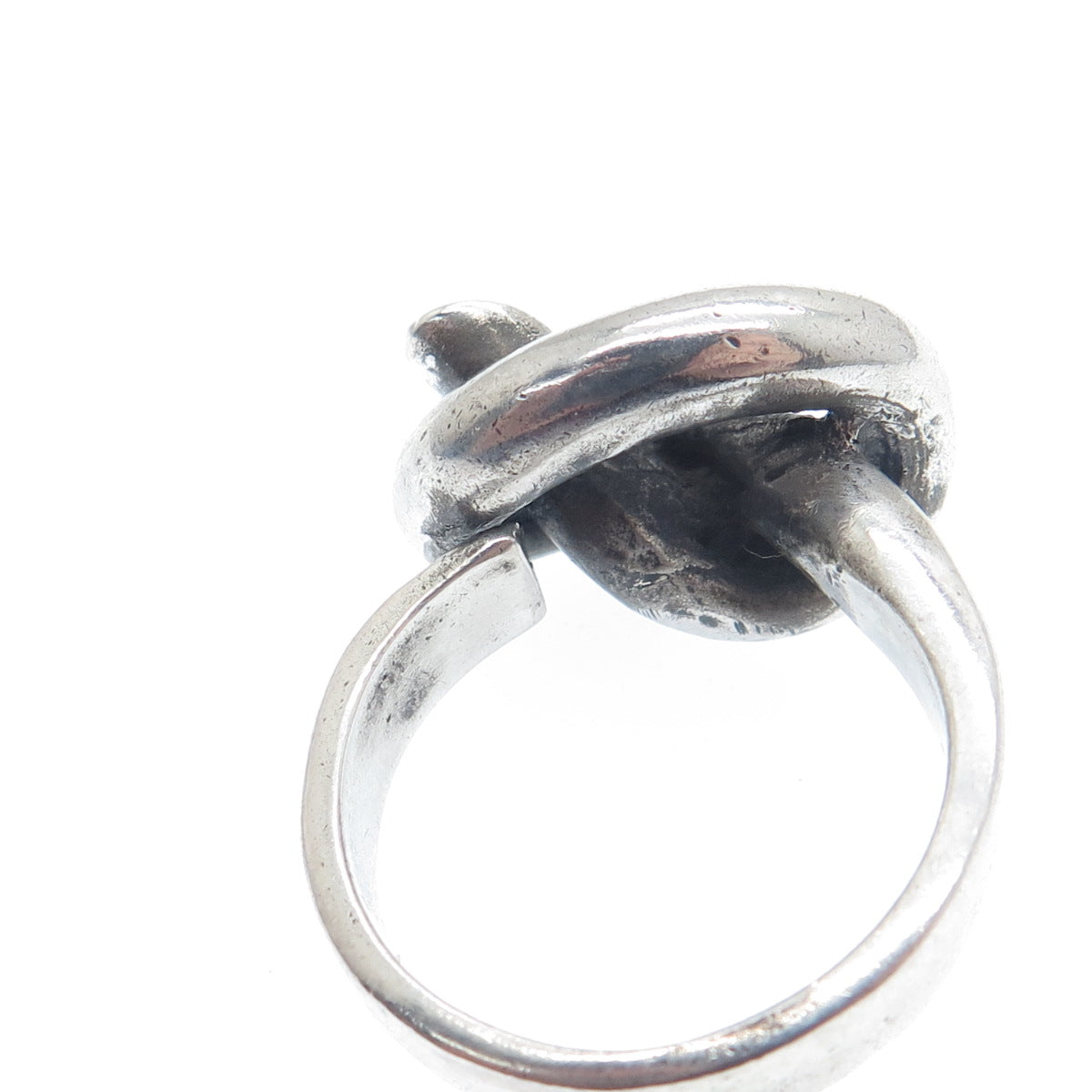 925 Sterling Silver Vintage Israel Modernist Love Knot Oxidized Ring Size 9.25