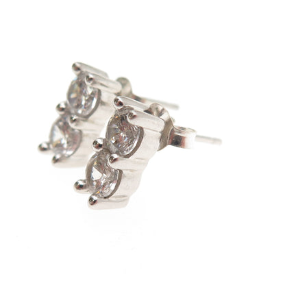 925 Sterling Silver Round-Cut C Z Stud Earrings