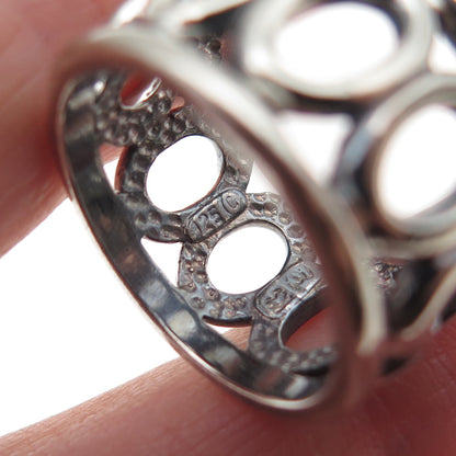 925 Sterling Silver Vintage 2000 Millennium Wide Band Ring Size 7