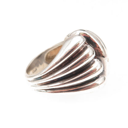 925 Sterling Silver Vintage Modernist Oxidized Ring Size 6
