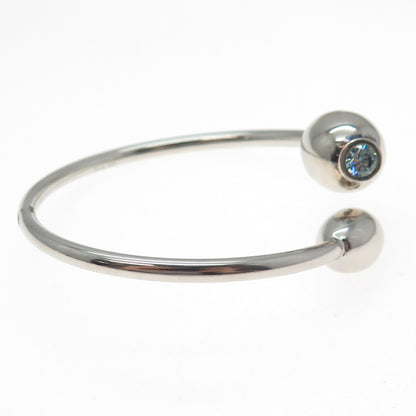 TSIKOLIA Sterling Silver Blue & Purple C Z Vase Adjustable Bangle Bracelet 6.5"