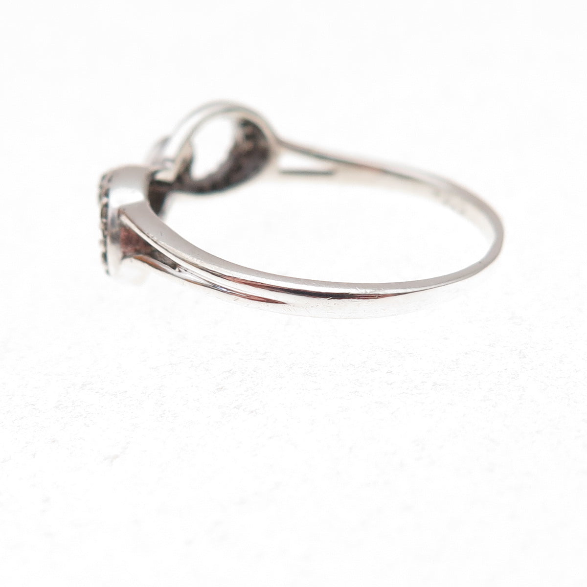 925 Sterling Silver Real Round-Cut Diamond Infinity Ring Size 7.75