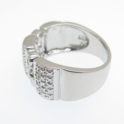 925 Sterling Silver Real Diamond Accent Ornate Ring Size 8.25