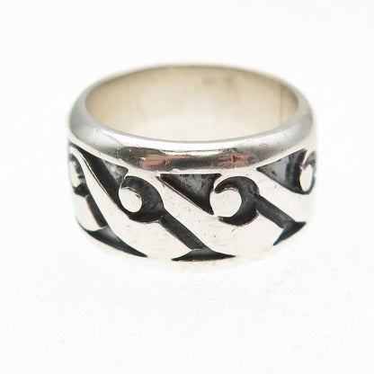 925 Sterling Silver Vintage Modernist Oxidized Band Ring Size 8.5