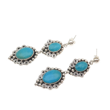 MWS Mark Wasserman Samara Sterling Silver Vintage Real Turquoise Swirl Earrings