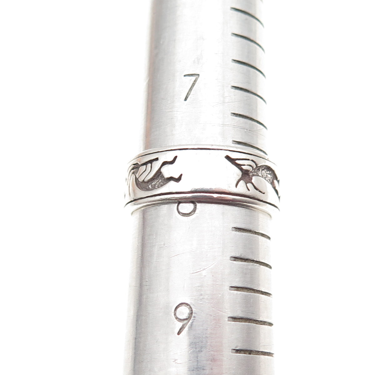 SHUBE Sterling Silver Vintage Southwestern Kokopelli Oxidized Band Ring Size 8