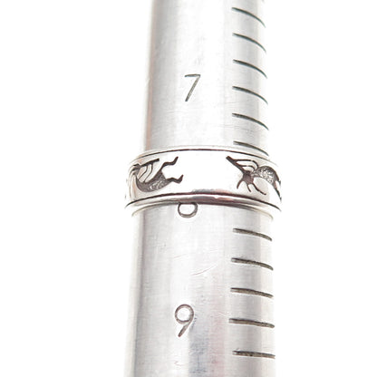 SHUBE Sterling Silver Vintage Southwestern Kokopelli Oxidized Band Ring Size 8