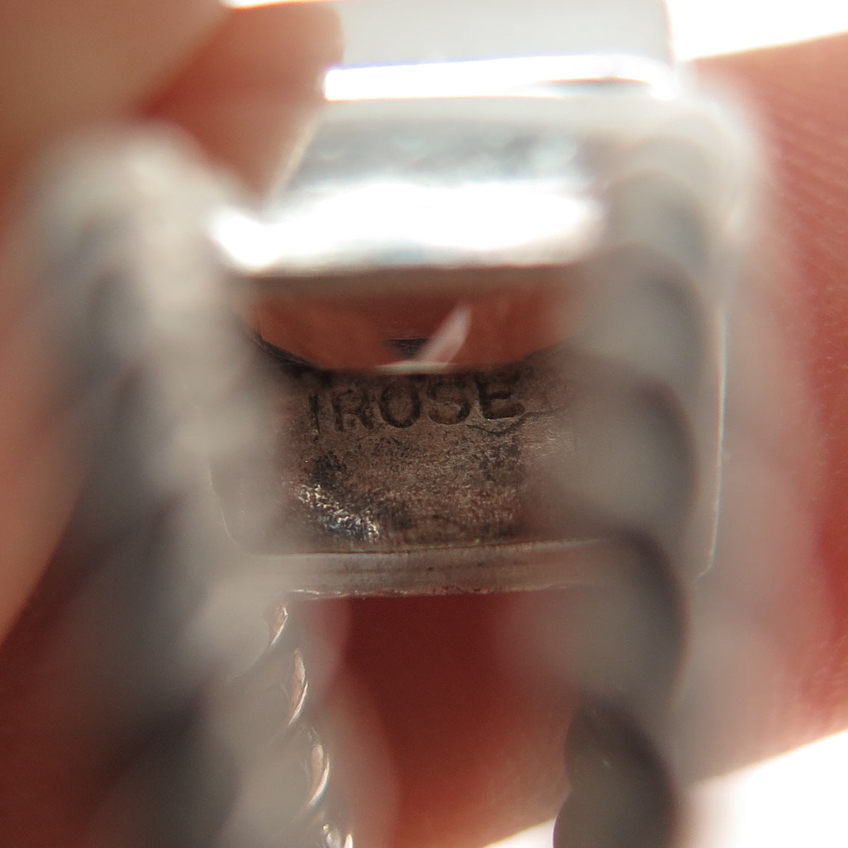 IROSE 925 Sterling Silver Vintage Real Smoky Quartz 2-Row Ring Size 9