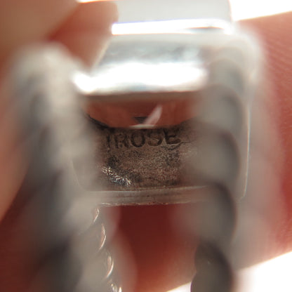 IROSE 925 Sterling Silver Vintage Real Smoky Quartz 2-Row Ring Size 9