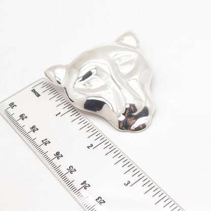 925 Sterling Silver Vintage Mexico Panther Head Pin Brooch / Pendant