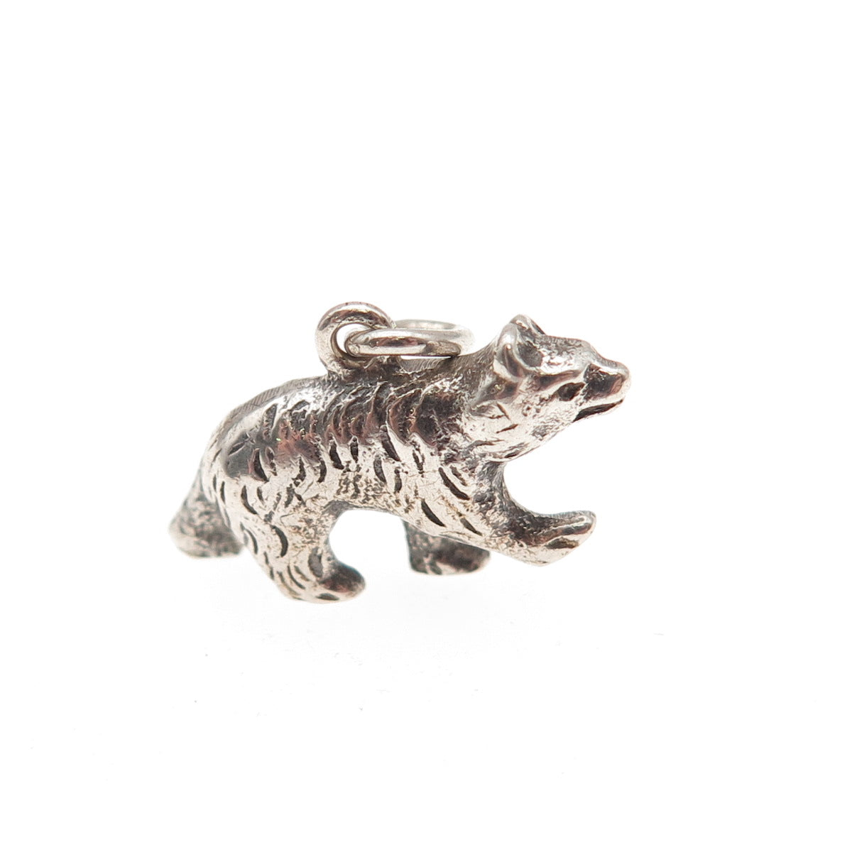 835 Silver Vintage Bear Oxidized 3D Mini Charm Pendant