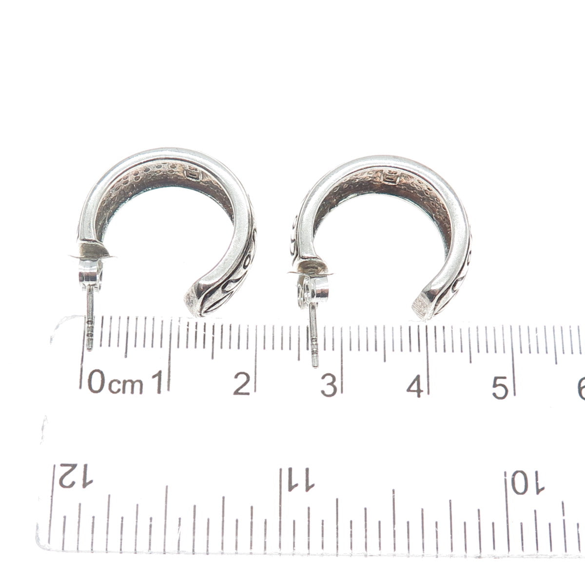 925 Sterling Silver Vintage Floral Oxidized Half Hoop Earrings