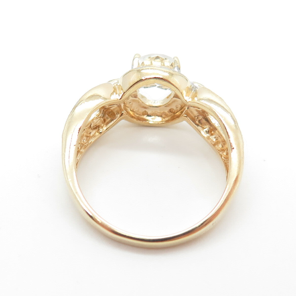 DBJ DEE BERKLEY 925 Sterling Silver Gold Plated Real White Topaz Ring Size 9
