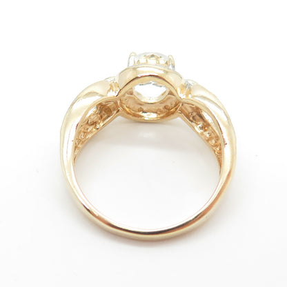 DBJ DEE BERKLEY 925 Sterling Silver Gold Plated Real White Topaz Ring Size 9