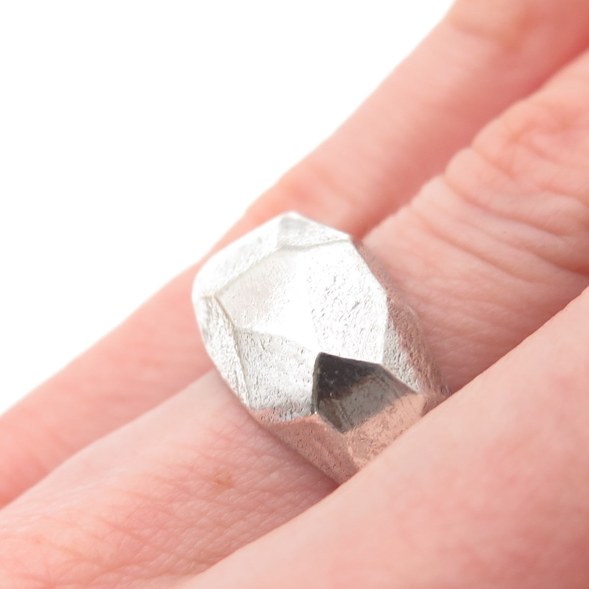 925 Sterling Silver Vintage Modernist Geometric Dome Oxidized Ring Size 6