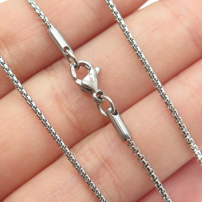 925 Sterling Silver Blue Glass & White C Z Round Box Chain Necklace 16"
