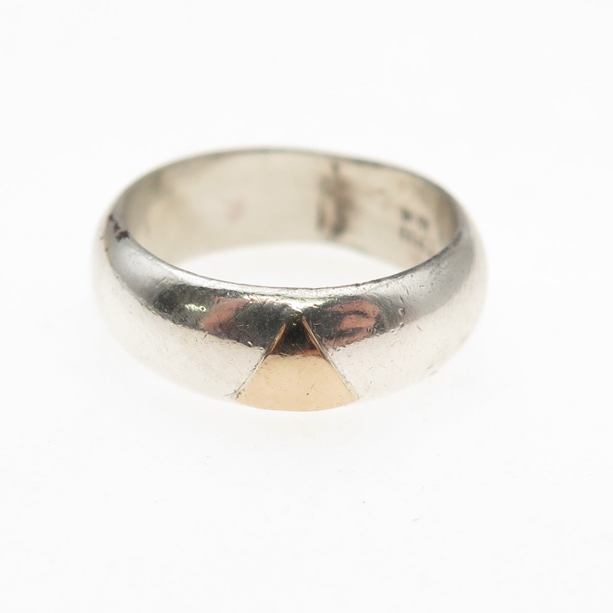 T. Bear 925 Sterling Silver 14K Gold Vintage Oxidized Band Ring Size 4.5