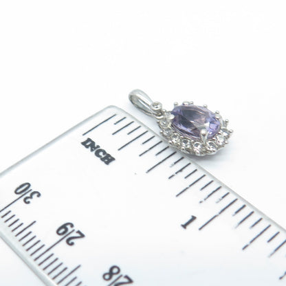 MICHELLE ALBALA 925 Sterling Silver Vintage White Topaz Gem Lavender C Z Pendant