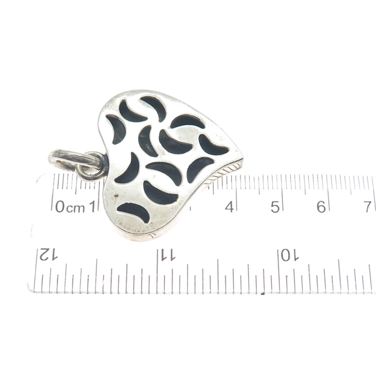 950 Silver Vintage Modernist Crescent Heart Charm Pendant