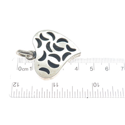 950 Silver Vintage Modernist Crescent Heart Charm Pendant