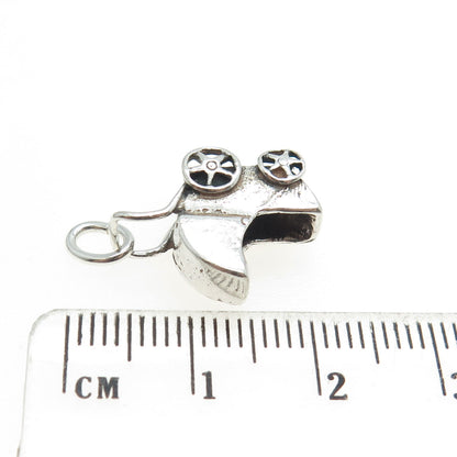 925 Sterling Silver Vintage Baby Carriage 3D Charm Pendant