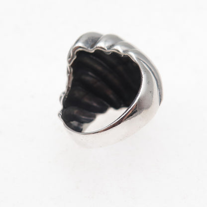 925 Sterling Silver Vintage Modernist Dome Oxidized Ring Size 6.5