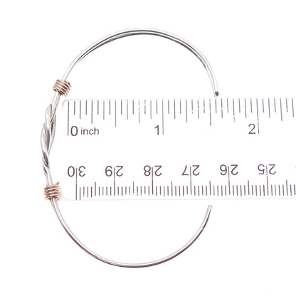 925 Sterling Silver Gold Filled Vintage Love Knot Adjustable Cuff Bracelet 6"