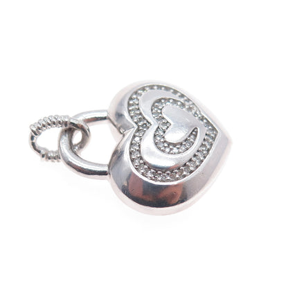 SLV Sadye L Vassil 925 Sterling Silver Real Diamond Heart Charm Pendant