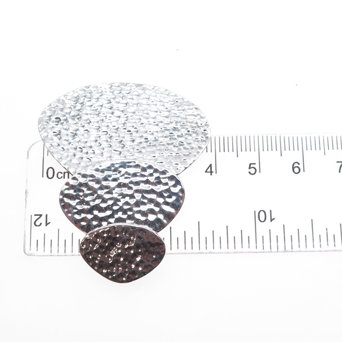 925 Sterling Silver Vintage Modernist Hammered Slide Pendant